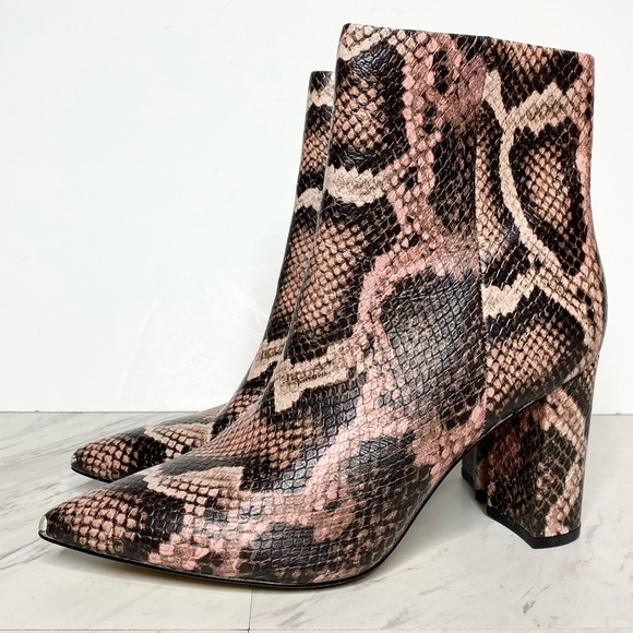 Marc Fisher Ulani Snakeskin Leather Pointy Toe Bootie 7 1/2 M - Picture 1 of 15